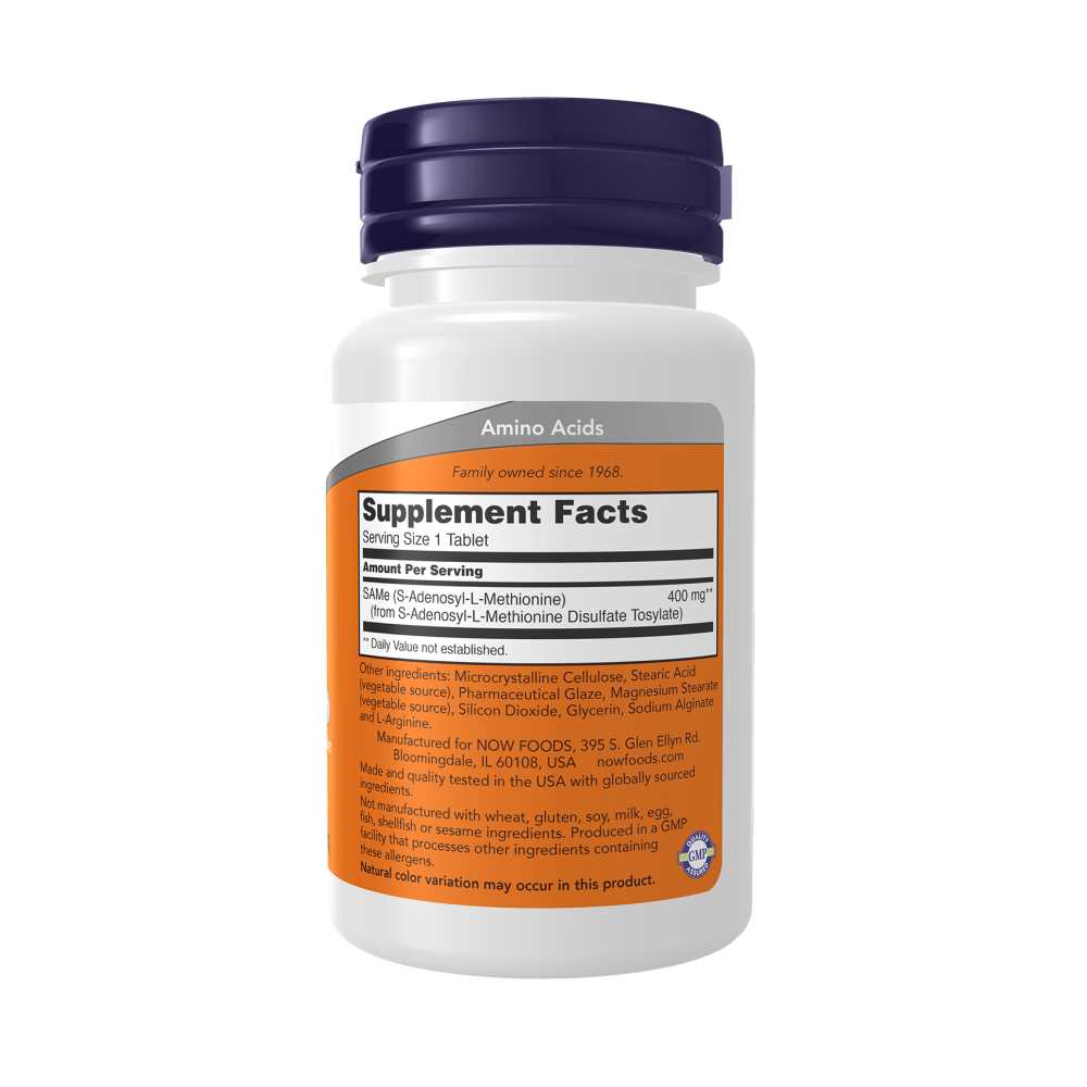 Now Foods SAMe 400 mg – Joint & Nervous System Support – 30 Tablets thumbnail 3