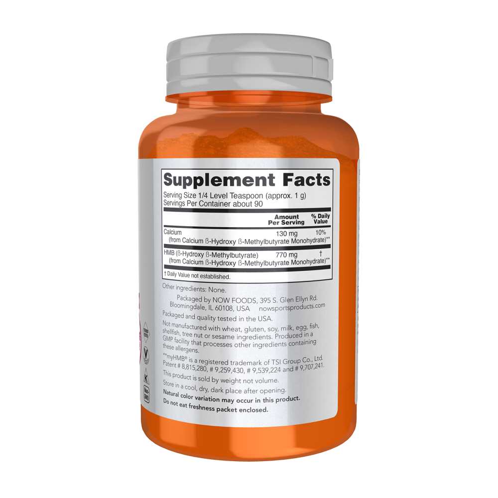 Now Sports HMB Powder – Beta-Hydroxy Beta-Methylbutyrate – Muscle Support Formula – 90g thumbnail 2