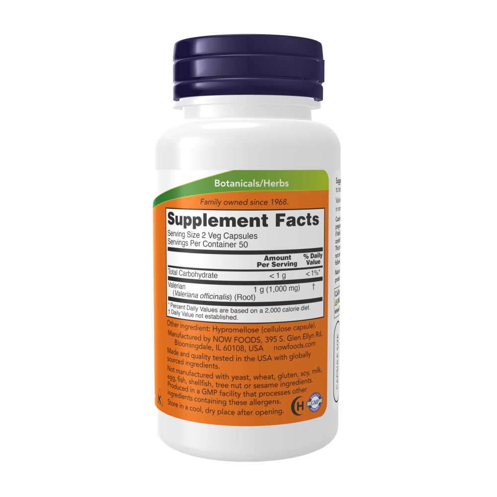 Now Foods Valerian Root 500mg – Natural Sleep & Relaxation Support – 100 Veg Capsules thumbnail 3