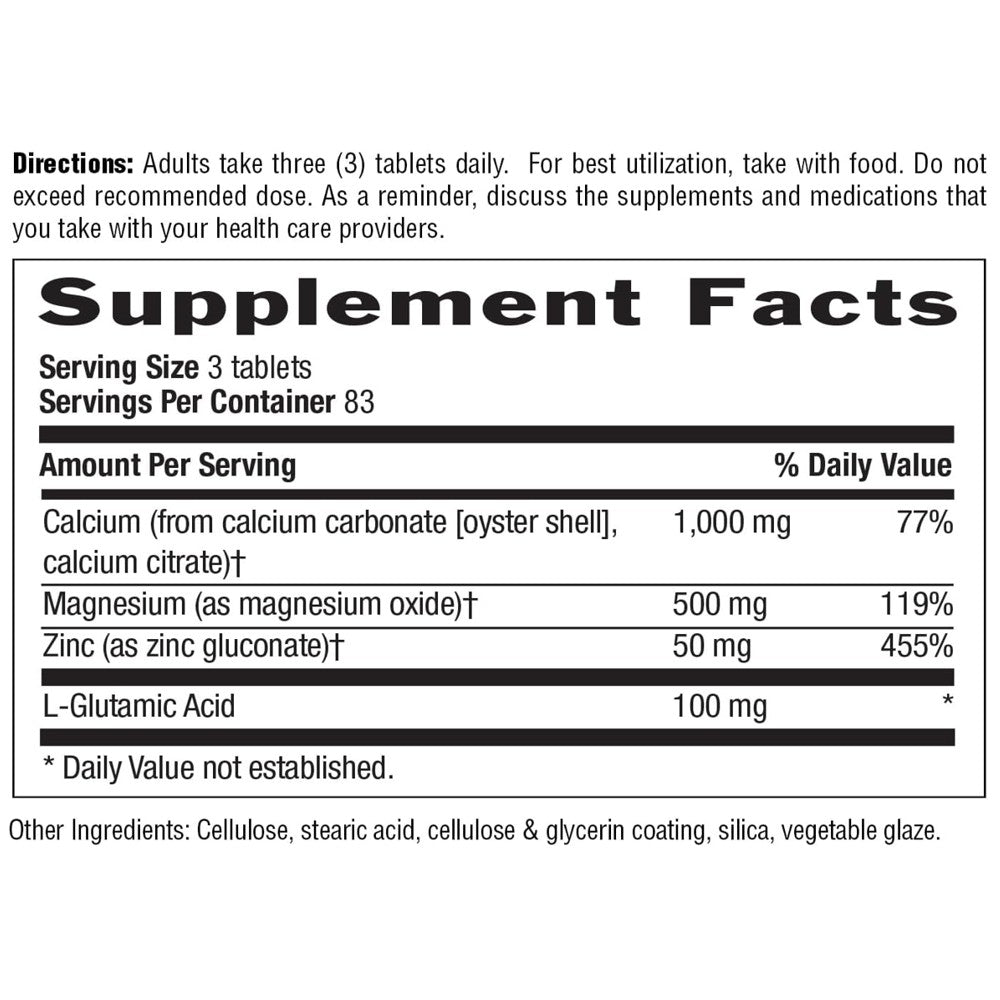 Country Life Calcium Magnesium Zinc with L-Glutamic Acid 250 Tablets thumbnail 2