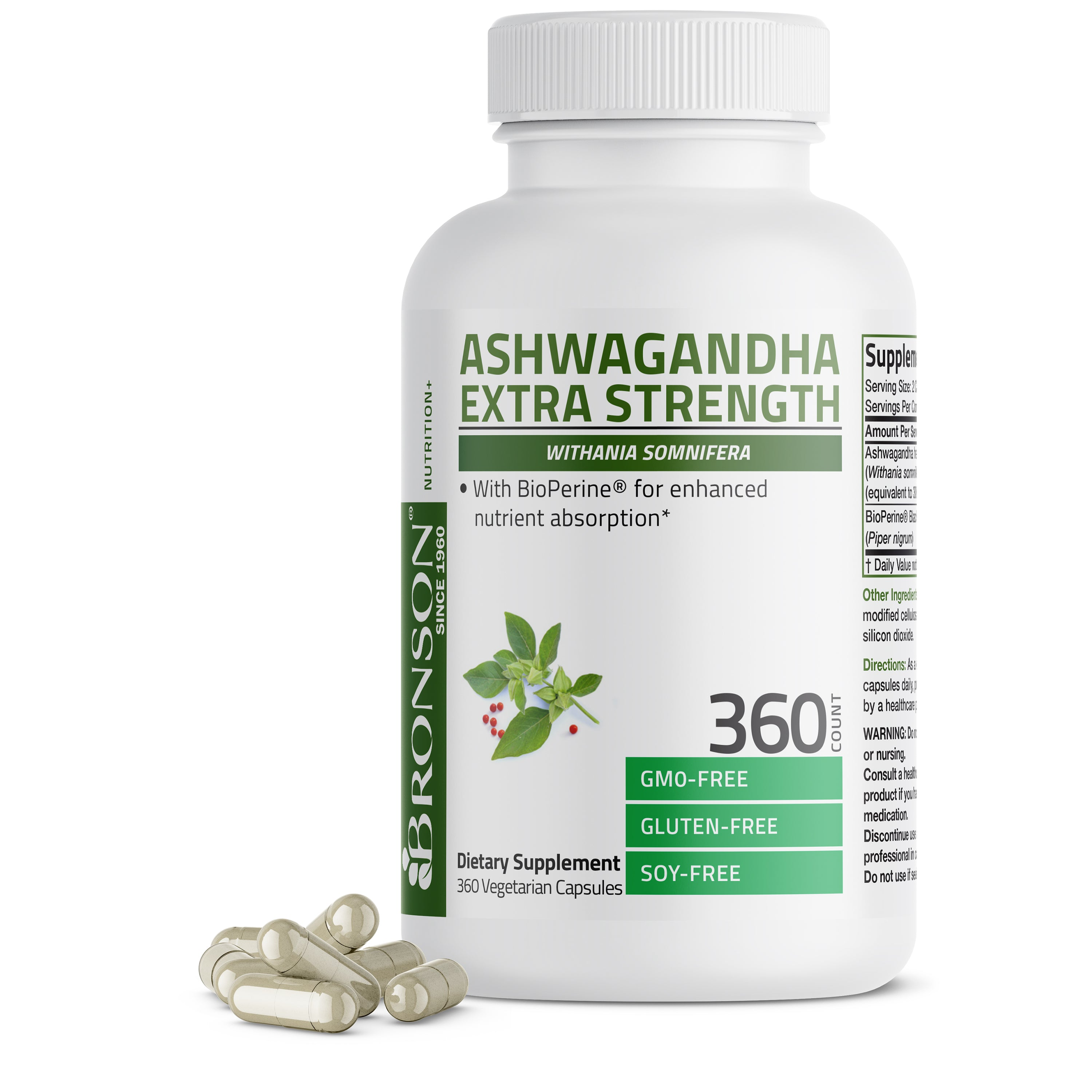 Bronson Vitamins Ashwagandha Extra Strength - 3,000 Mg 60 Caps thumbnail 5
