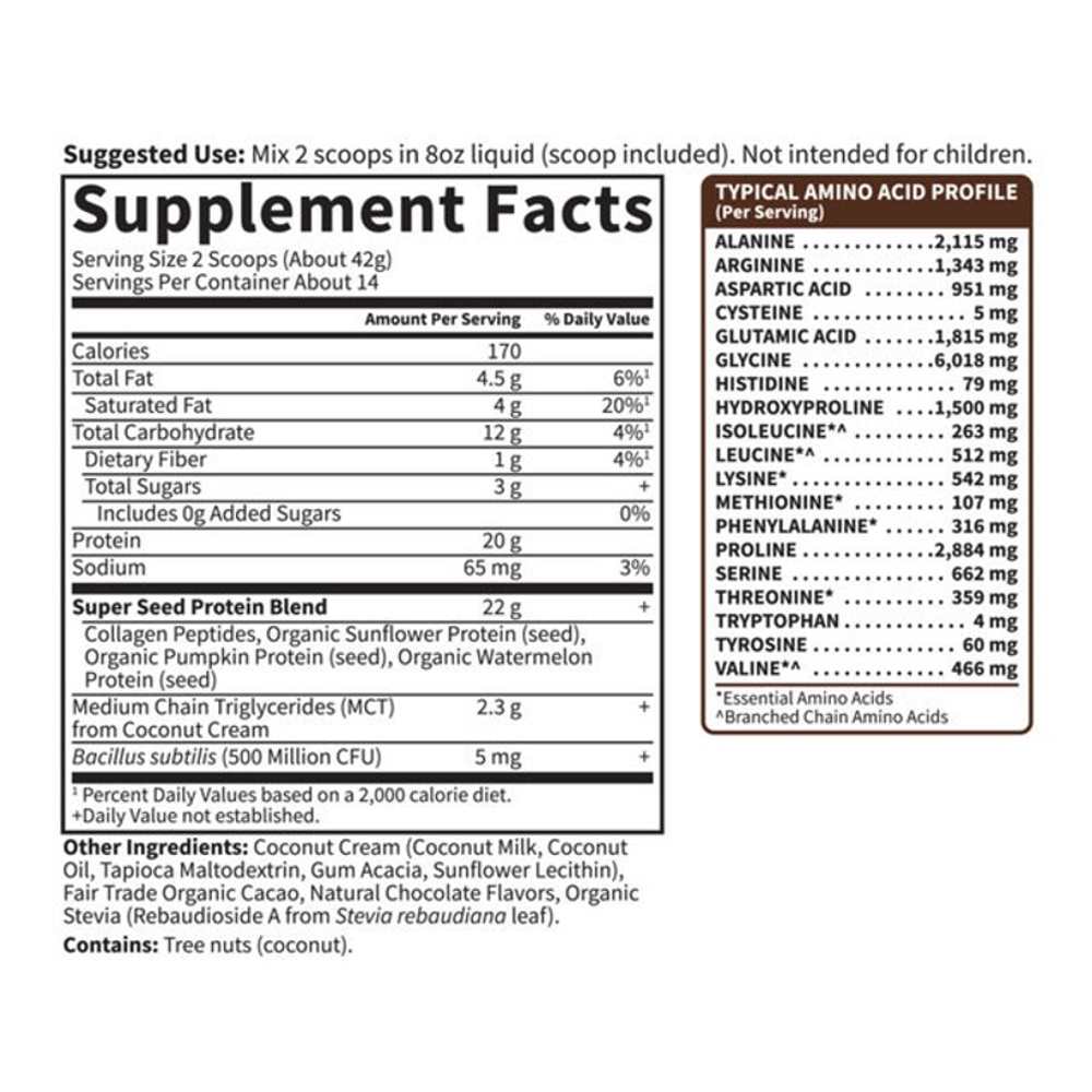 Garden of Life Grass Fed Collagen Protein Chocolate 20.74oz (588g) Powder thumbnail 2