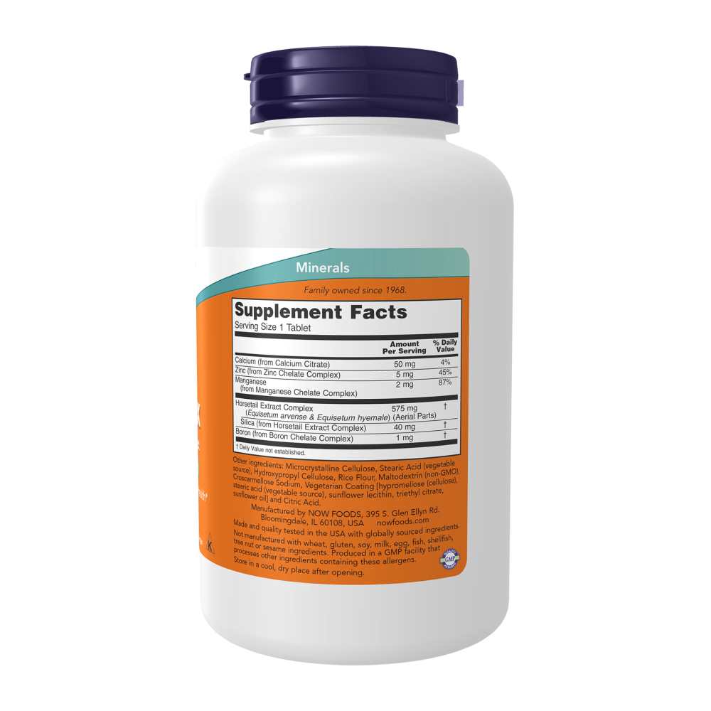 Now Foods Silica Complex with Horsetail Extract – Hair, Skin, Nails & Joint Support – 180 Tablets thumbnail 2