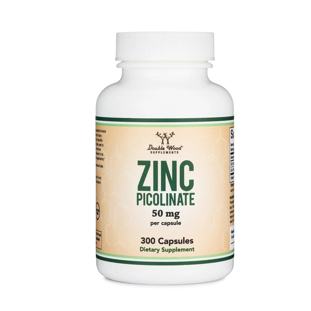 Double Wood Zinc Picolinate 50mg – High-Absorption Immune & Metabolism Support | 300 Capsules thumbnail 2