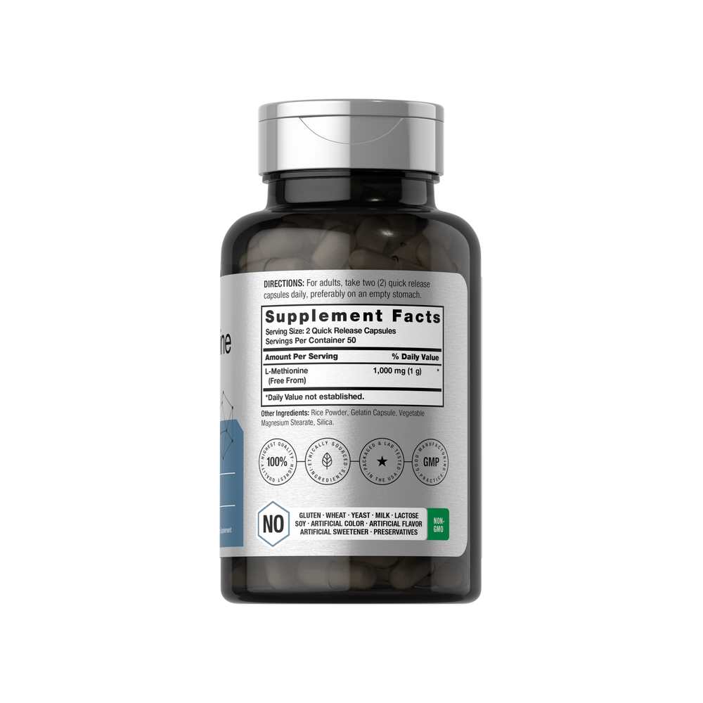 Horbäach L-Methionine 1000mg per Serving | 100 Capsules thumbnail 2