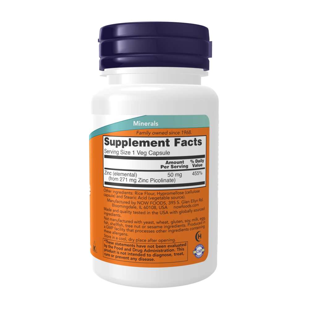 Now Foods Zinc Picolinate 50 Mg – Immune & Skin Health thumbnail 4