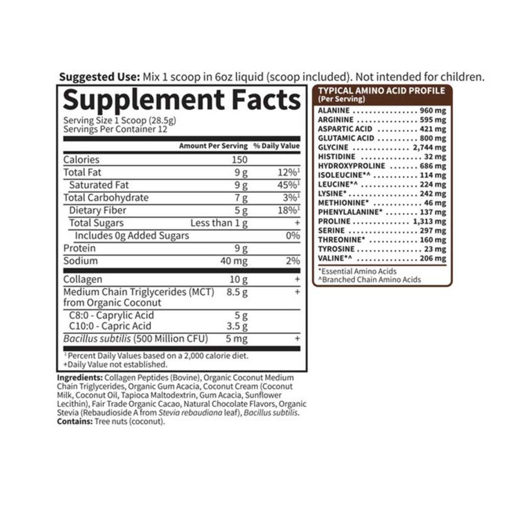 Garden of Life Grass Fed Collagen Creamer Powder - Chocolate 342g thumbnail 2