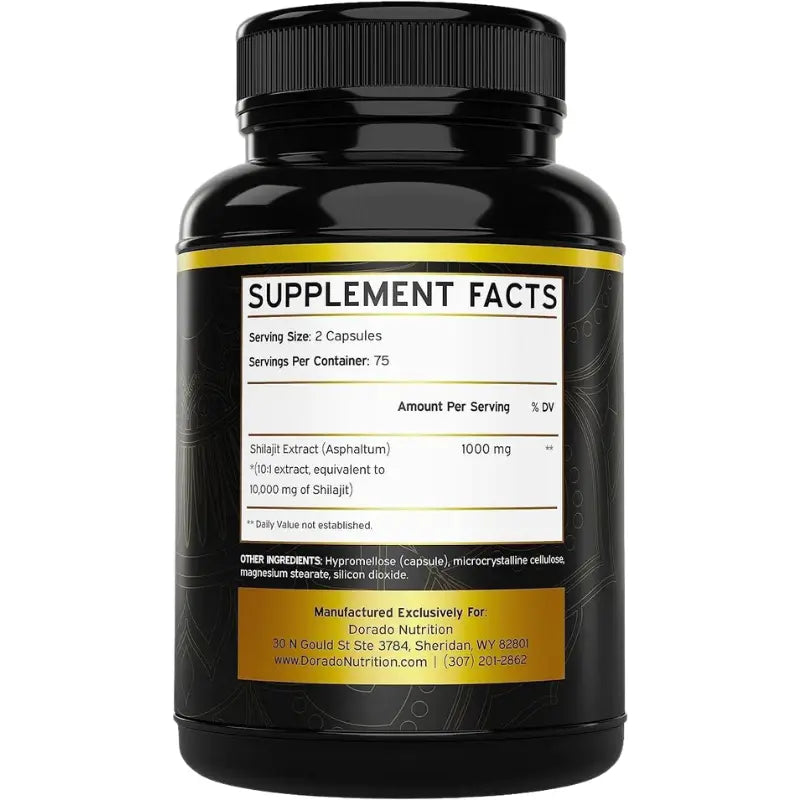 Dorado Nutrition Shilajit Pure Himalayan 150 Capsules 10,000mg thumbnail 2