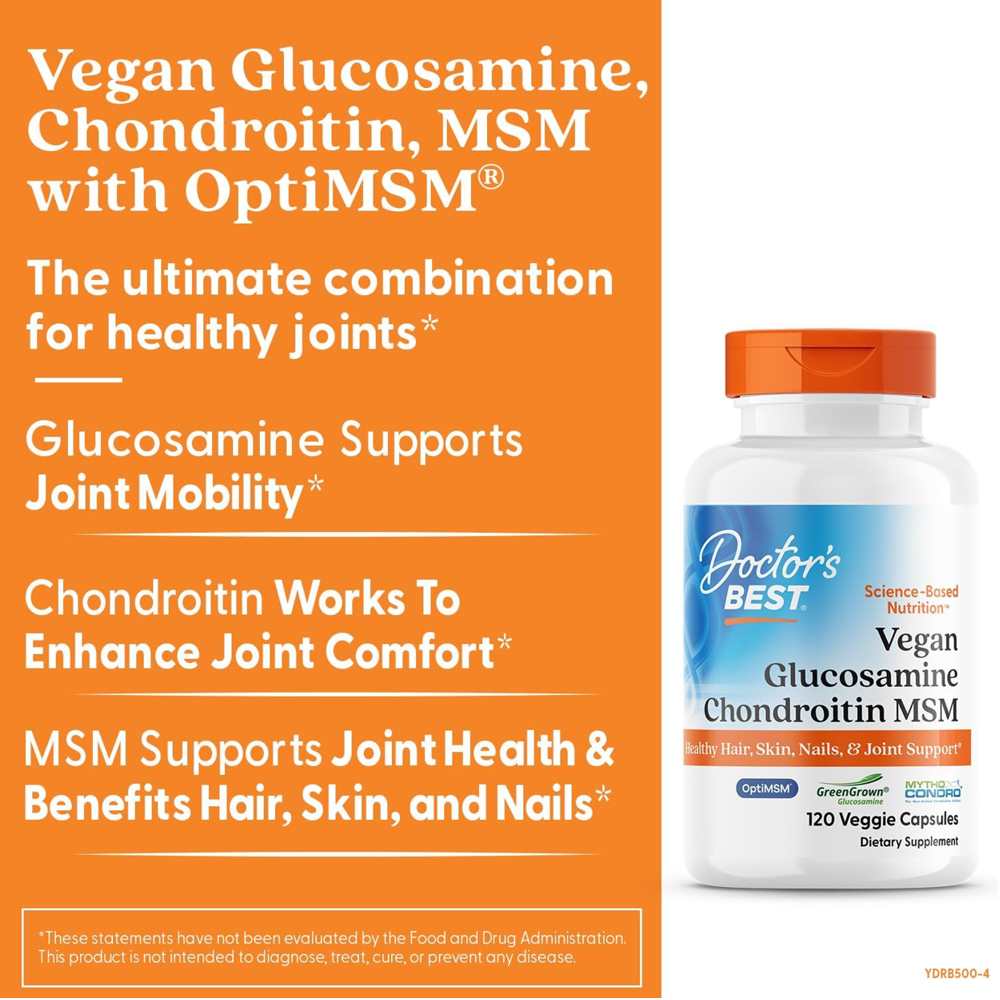 Doctor's Best Vegan Glucosamine Chondroitin MSM Veggie Caps 120 Count thumbnail 2