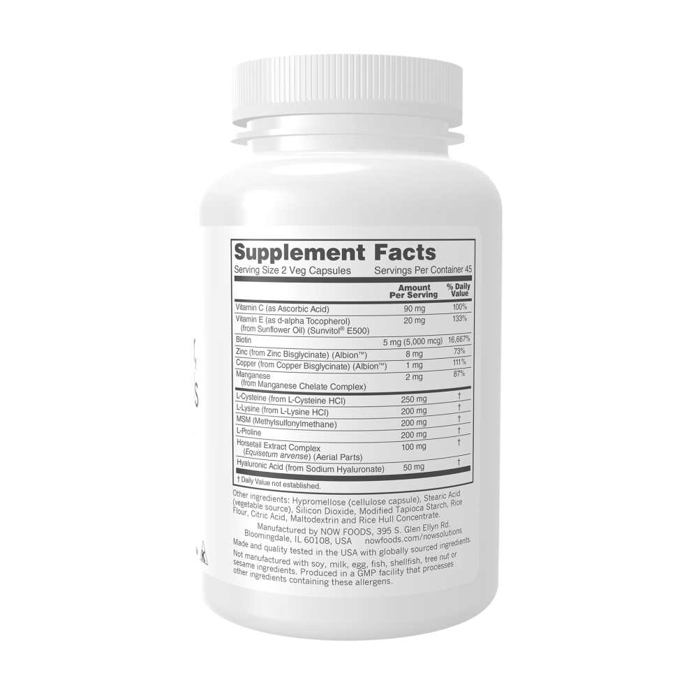 Now Foods Hair, Skin & Nails – Plant-Based Nutrient Blend – Vegan Veg Capsules – 90 Count thumbnail 2