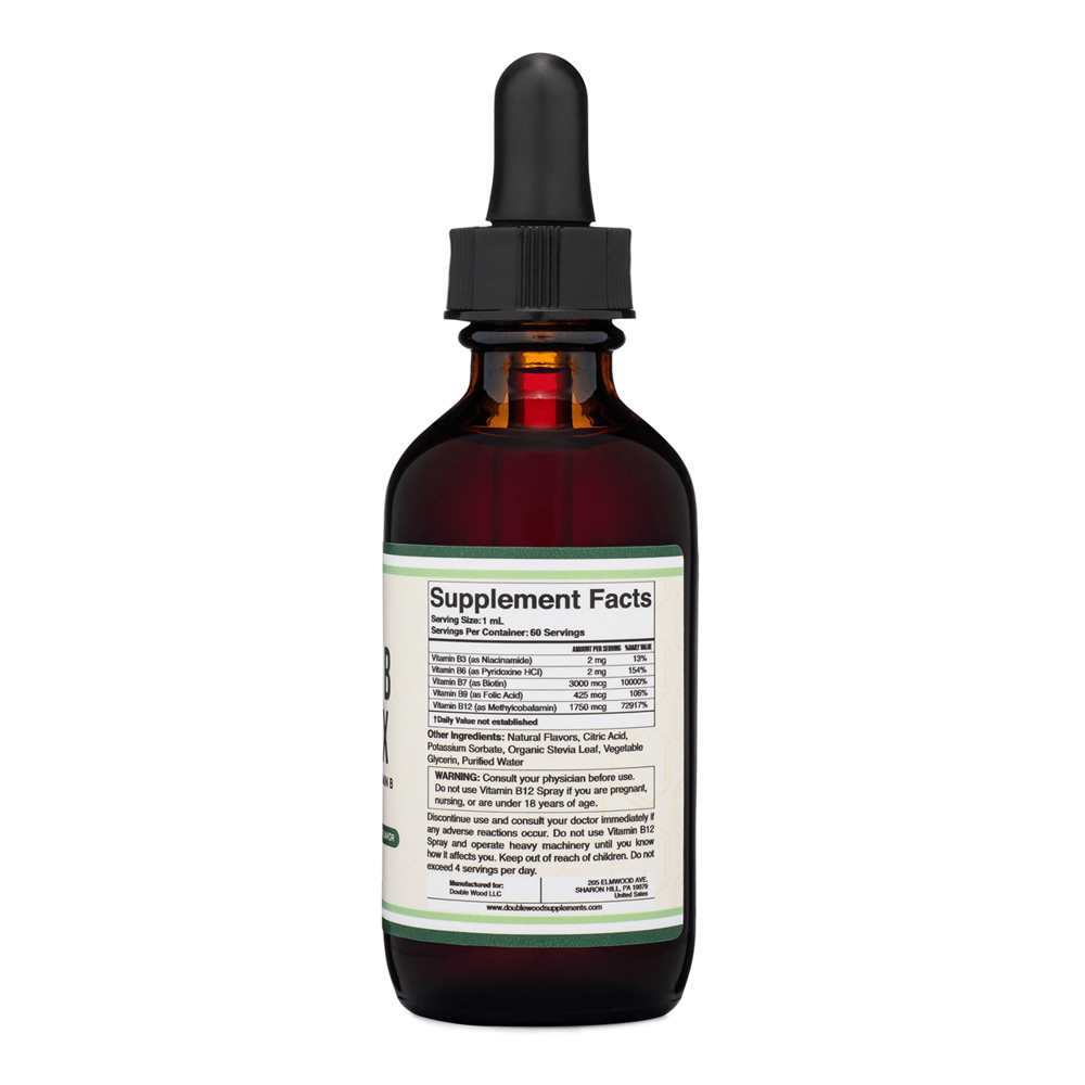 Double Wood Vitamin B Complex – Cherry Flavor Liquid Drops | High Absorption | 2 Fl Oz thumbnail 2