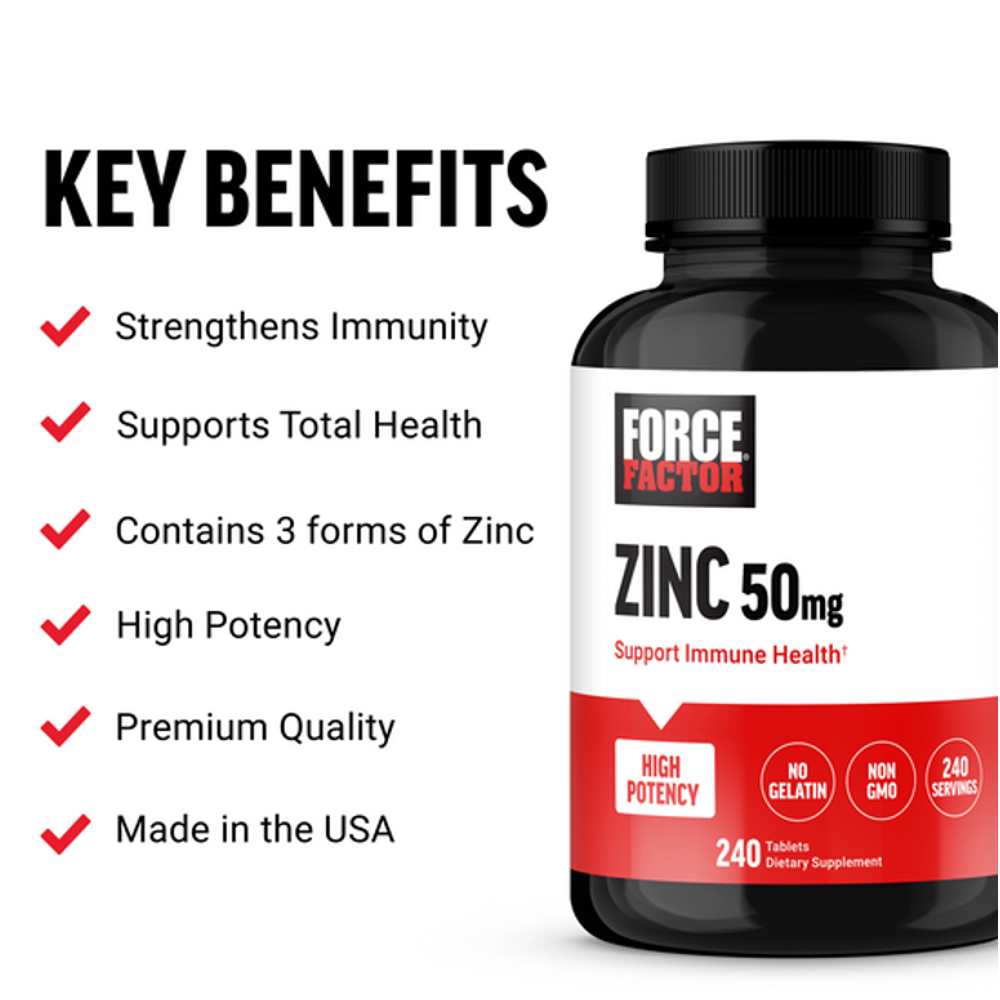 Force Factor Zinc – 240 Tablets thumbnail 2