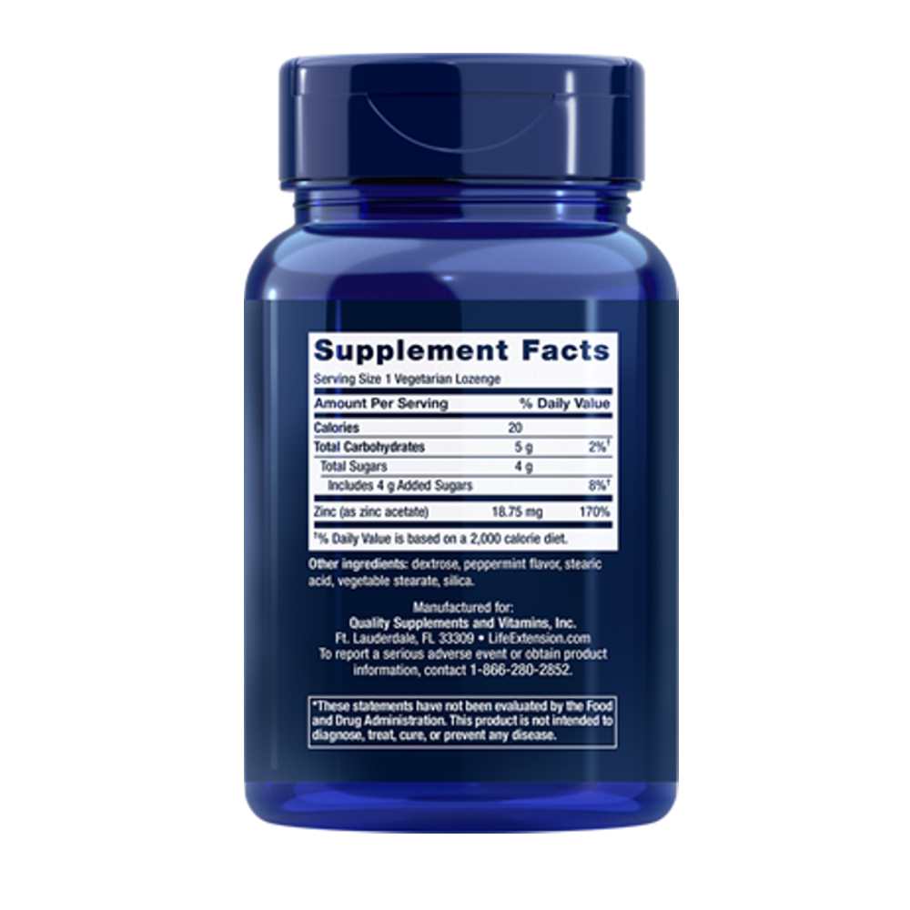 Life Extension Enhanced Zinc Lozenges (peppermint) – 30 Vegetarian Lozenges thumbnail 2