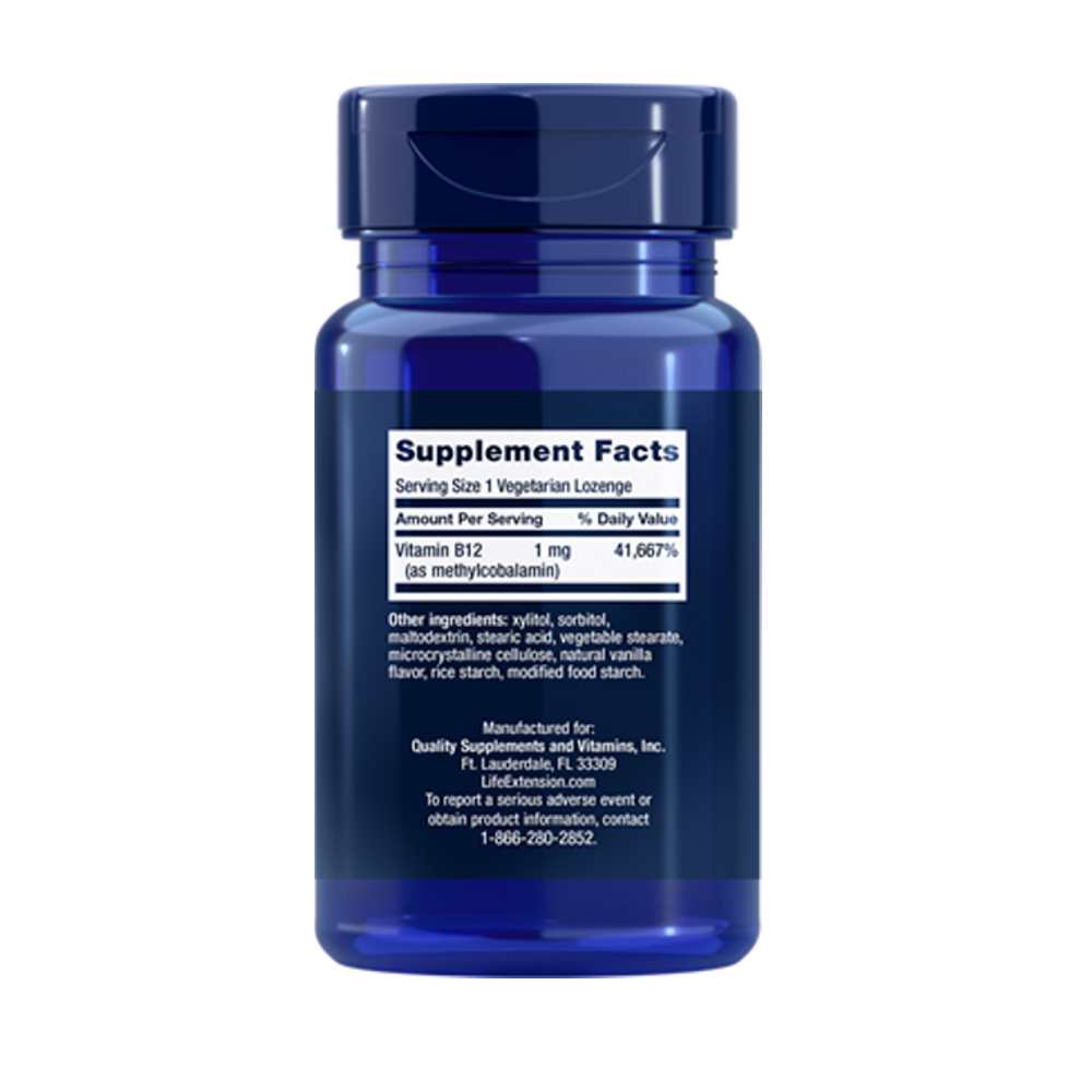Life Extension Vitamin B12 Methylcobalamin 1 Mg, 60 Vegetarian Lozenges thumbnail 2