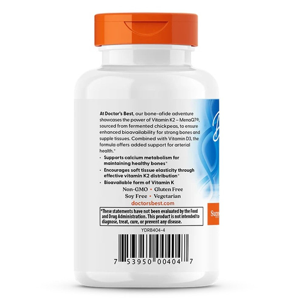 Doctor's Best Natural Vitamin K2 Mk-7 Plus D3 MenaQ7 thumbnail 3