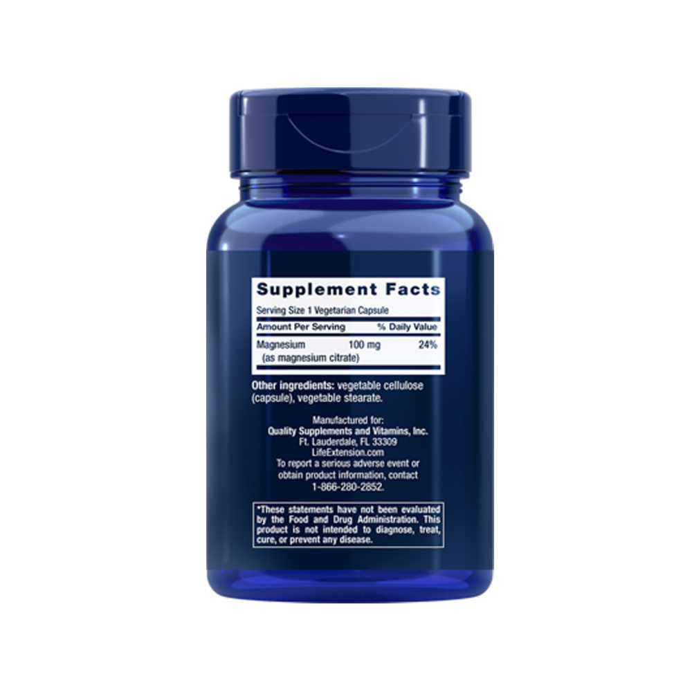 Life Extension Magnesium (citrate) 100 Mg, 100 Vegetarian Capsules thumbnail 2