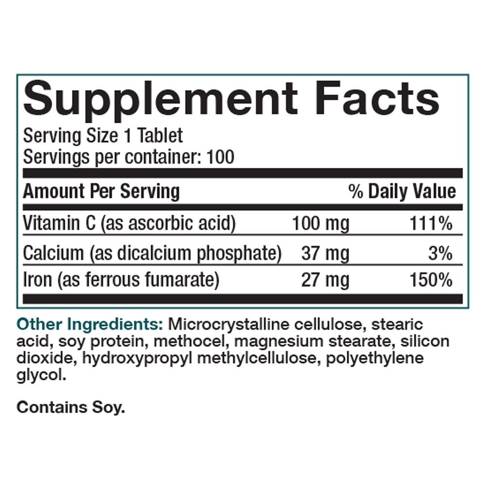 Bronson Vitamins Iron with Vitamin C Sustained Release 100 Caps thumbnail 2