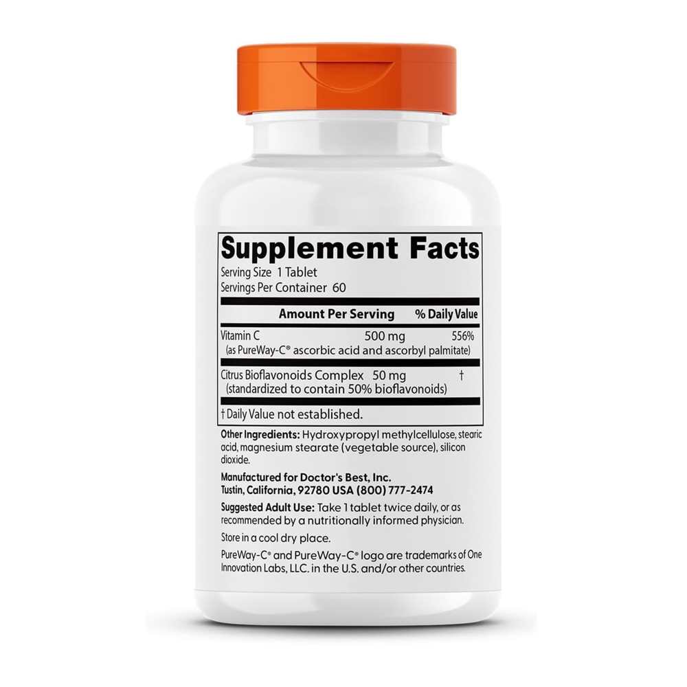 Doctor's Best High Absorption Vitamin C with Pure Way-C, 500 Mg, 60 Tablets thumbnail 2