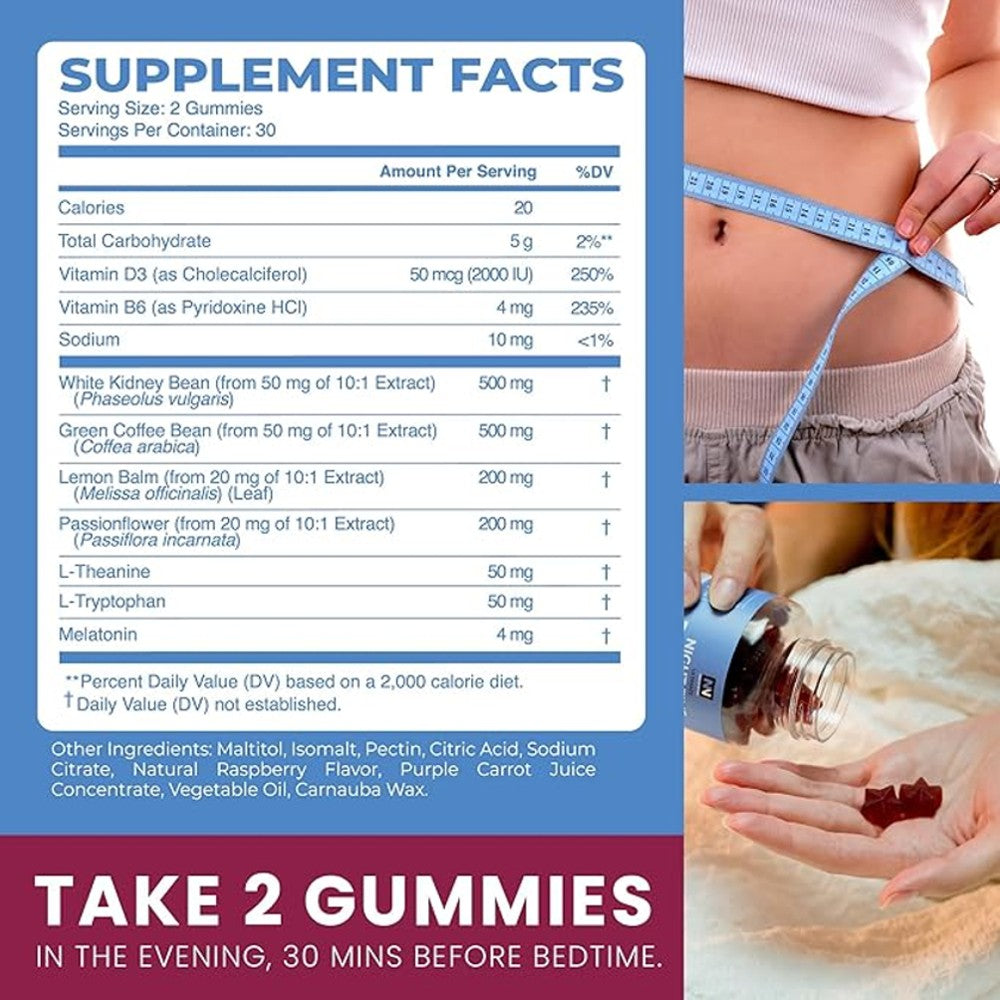 Nobi Nutrition Night Time Fat Burner Gummies – White Kidney Bean Extract thumbnail 2