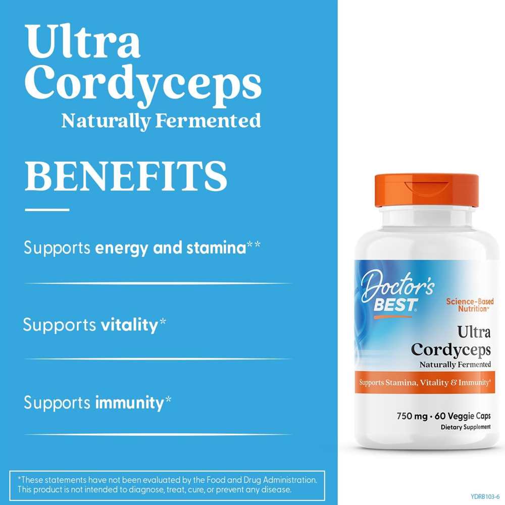 Doctor's Best Ultra Cordyceps 750mg Veggie Caps 60 Count thumbnail 2