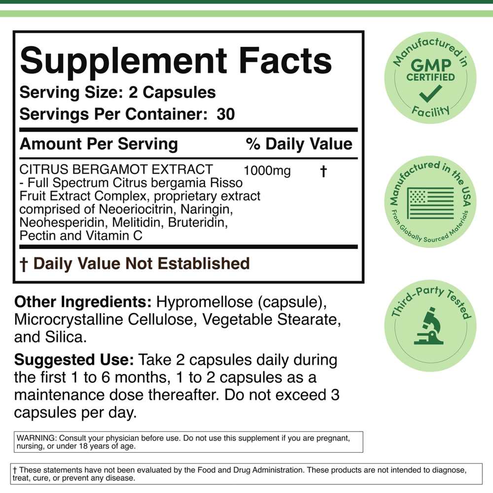 Double Wood Citrus Bergamot Extract 1000mg – 60 Capsules thumbnail 2