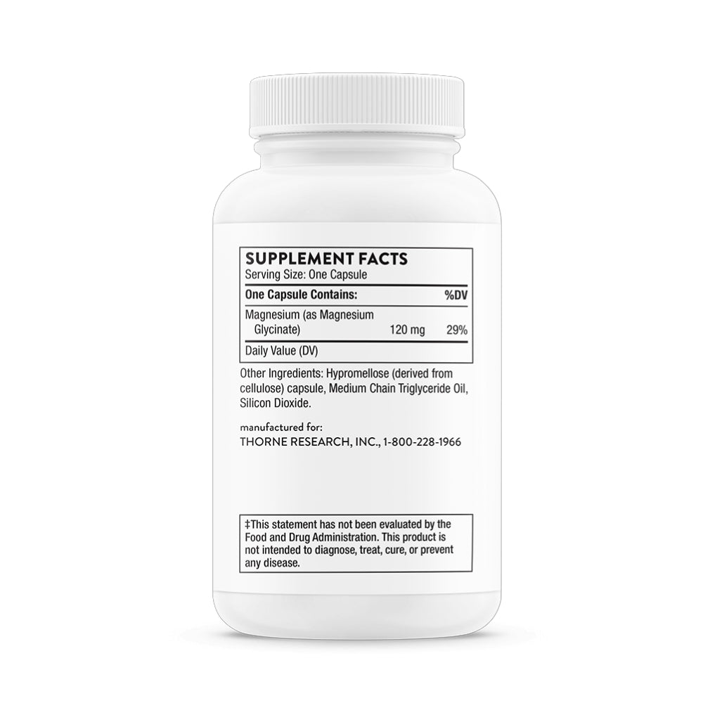 Thorne Magnesium glycinate (90) Count Optimally absorbed form of magnesium that promotes restful sleep and muscle relaxation thumbnail 2