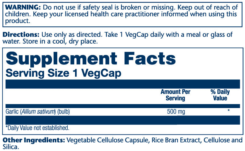 Solaray Garlic Bulb 500mg 100 Caps thumbnail 2