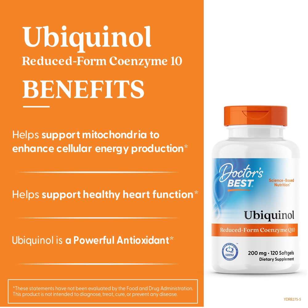 Doctor's Best Ubiquinol with Kaneka 200mg Softgels 120 Count thumbnail 2