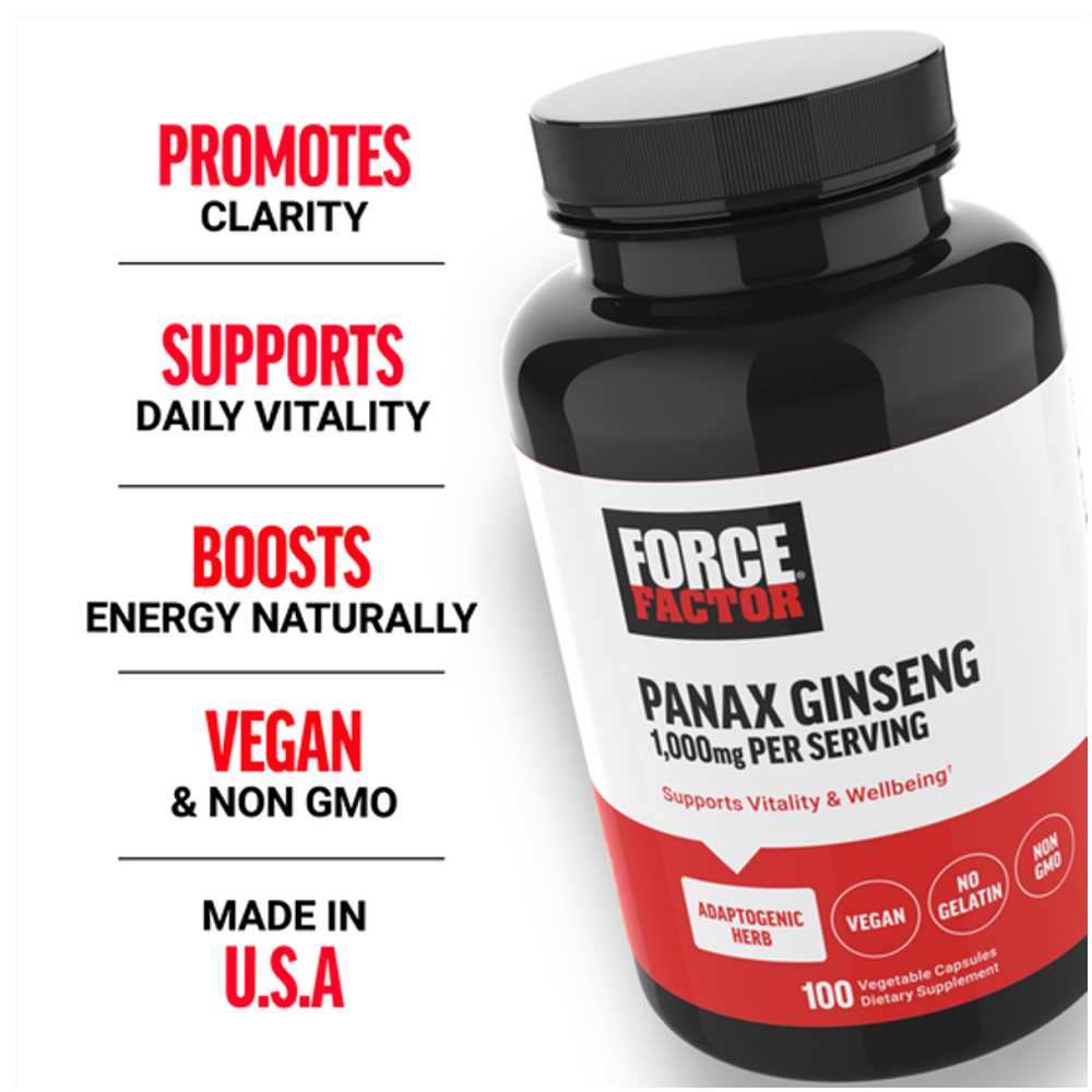 Force Factor Panax Ginseng – 100 Capsules thumbnail 2