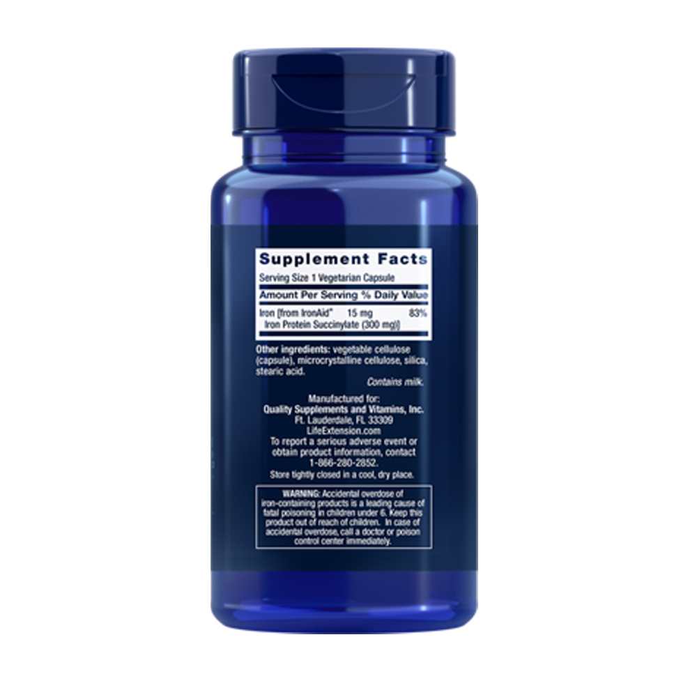 Life Extension Iron Protein Plus 300 Mg – 100 Vegetarian Capsules thumbnail 2