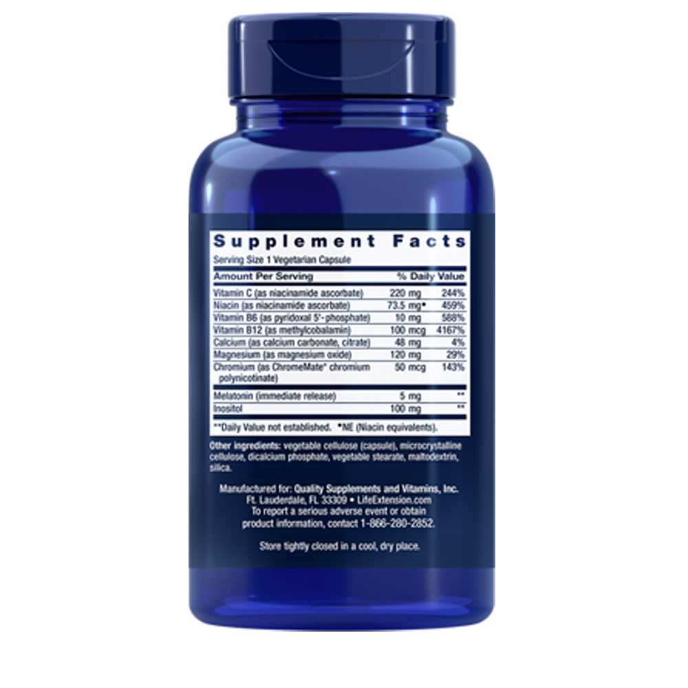 Life Extension Quiet Sleep Melatonin 5 Mg, 60 Vegetarian Capsules thumbnail 2
