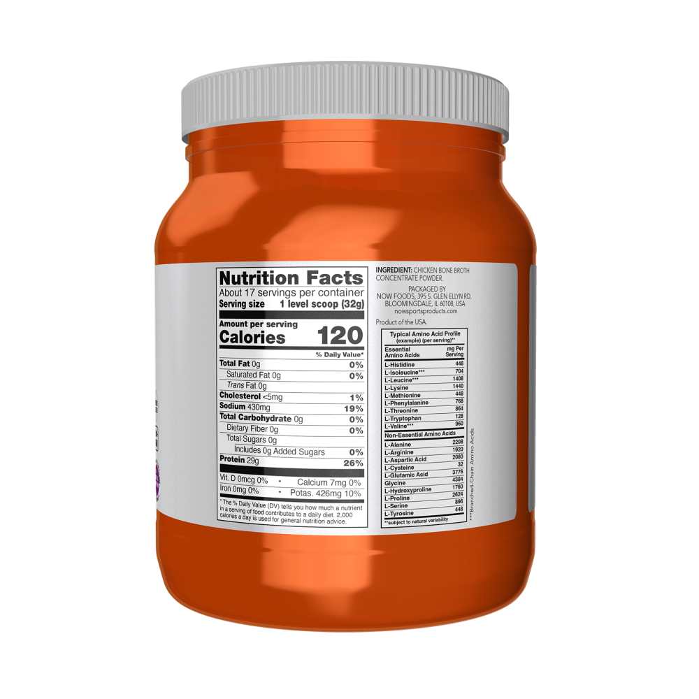 Now Sports Bone Broth, Chicken Powder 544g thumbnail 2