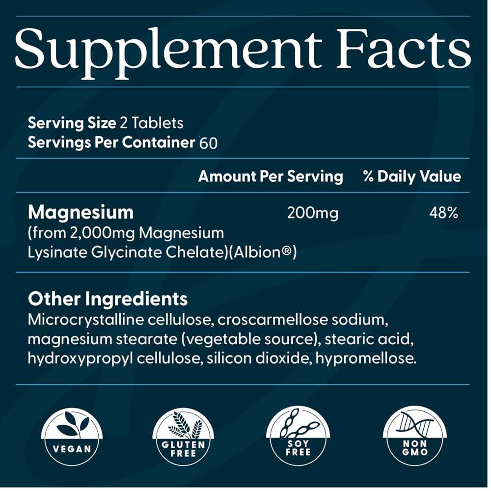 Doctor's Best High Absorption Magnesium, 200 Mg per Serving, 120 Tablets thumbnail 2