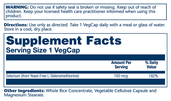Solaray Selenium 100mcg, Yeast-Free 90 Caps thumbnail 2