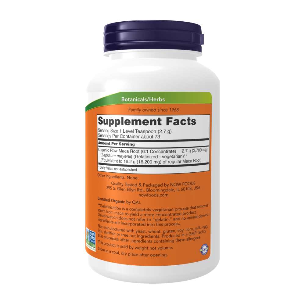 Now Foods Certified Organic Maca Powder 6:1 – Reproductive & Sexual Health – 198g thumbnail 2