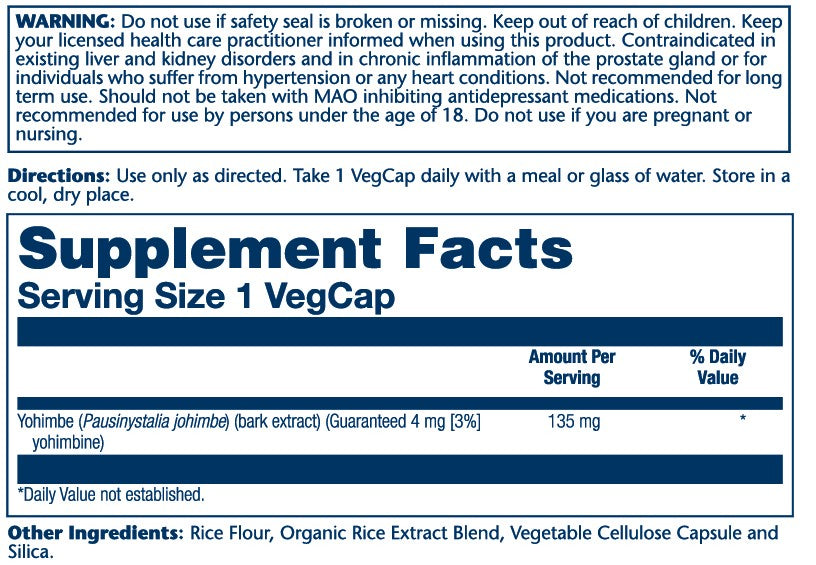 Solaray Yohimbe Bark Extract 135mg 60 Caps thumbnail 2