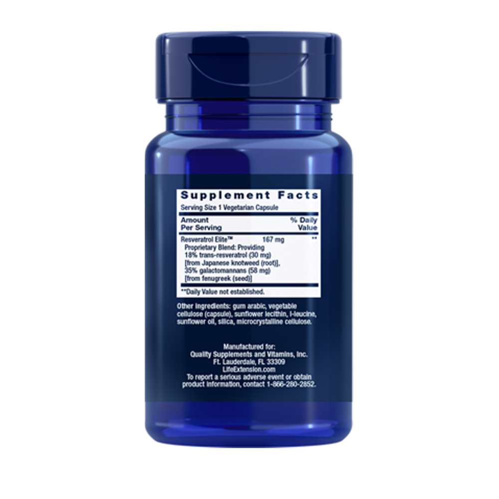 Life Extension Resveratrol Elite™ 30 Vegetarian Capsules thumbnail 2