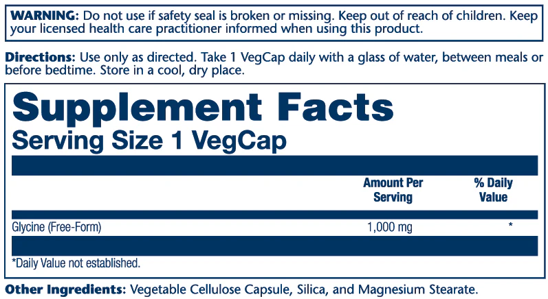 Solaray Glycine, Free Form 1000mg 60 Caps thumbnail 2