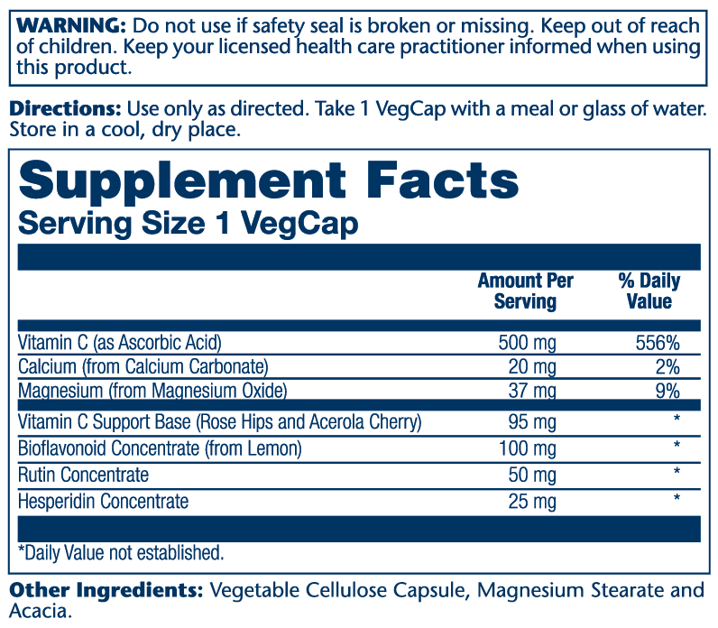 Solaray Vitamin C with Bioflavonoid Complex 500mg 100 Caps thumbnail 2