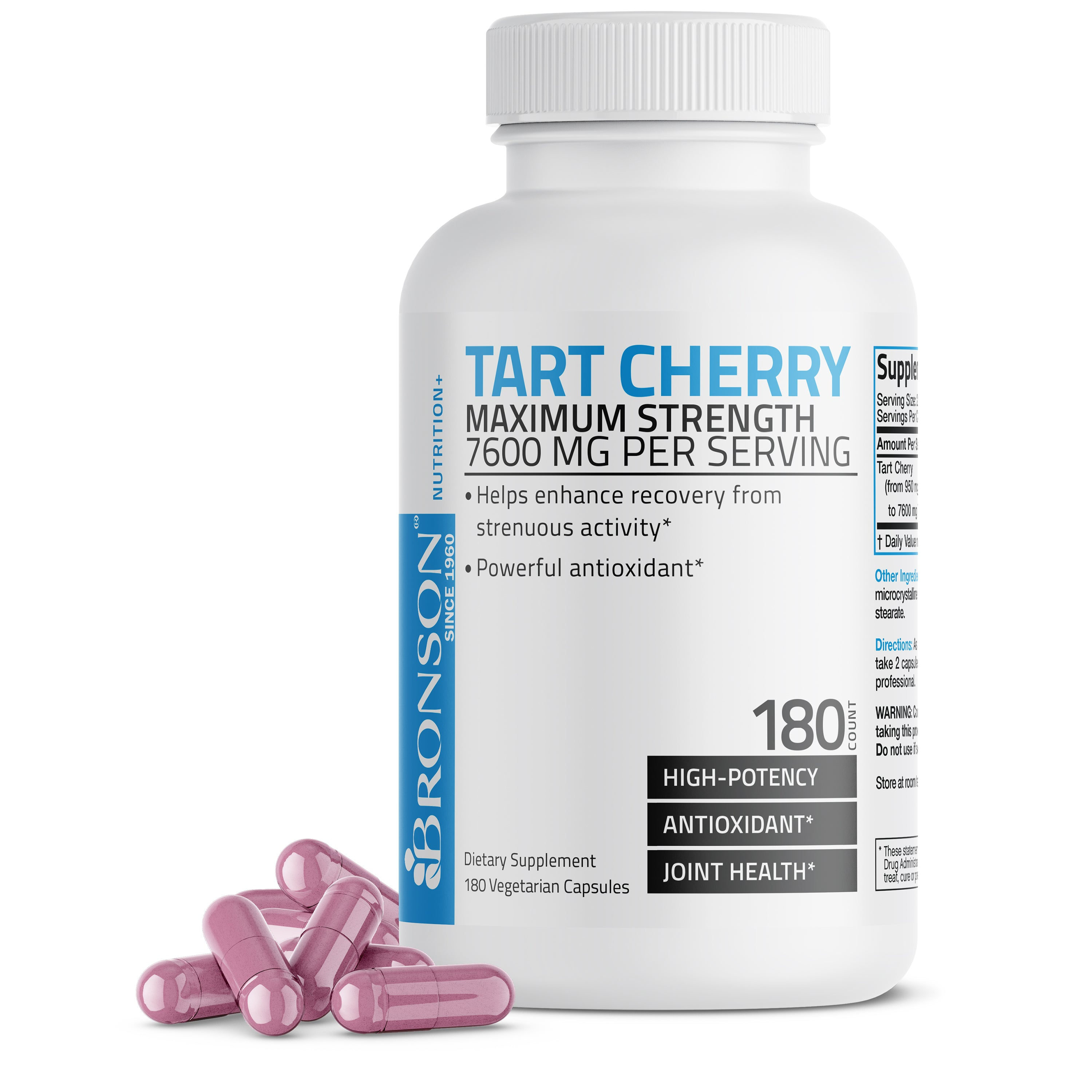 Bronson Vitamins Tart Cherry Extract Maximum Strength - 7,600 Mg 60 Caps thumbnail 2