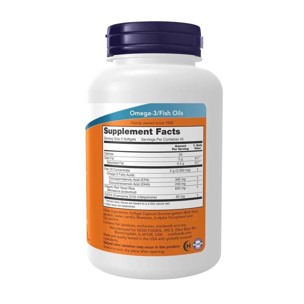 Now Foods Red Omega Fish Oil with Red Yeast Rice & Co Q10 – 90 Softgels thumbnail 3