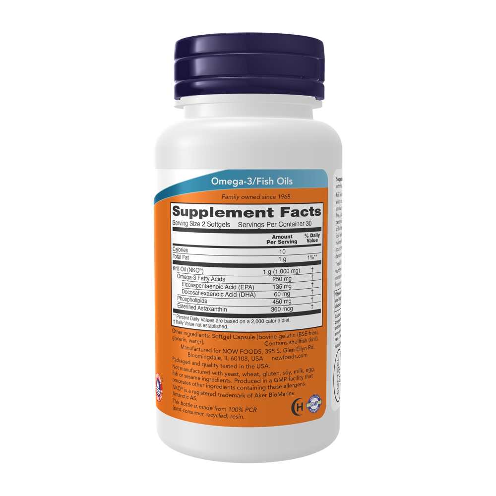 Now Foods Krill Oil 500mg – Pure Nko® Omega-3 for Heart & Joint Support – 60 Softgels thumbnail 3