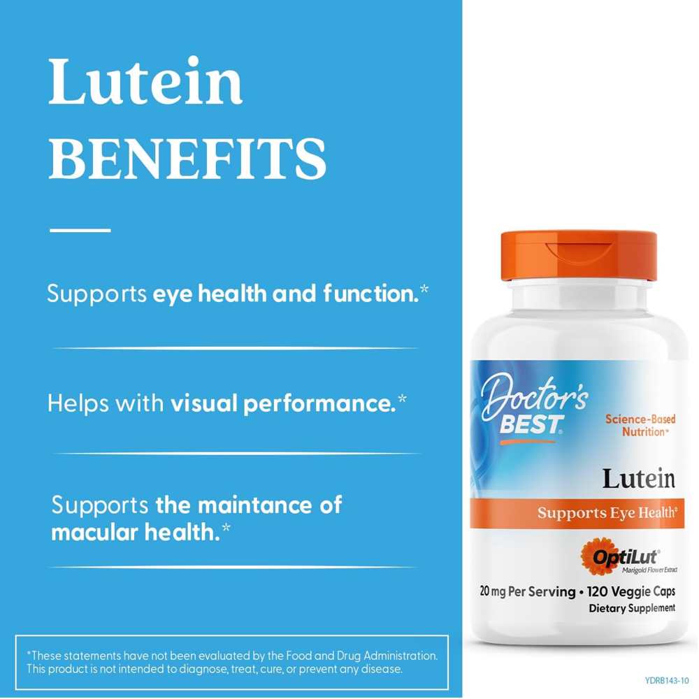 Doctor's Best Lutein from Opti Lut, 20 Mg per Serving, 120 Veggie Caps thumbnail 2