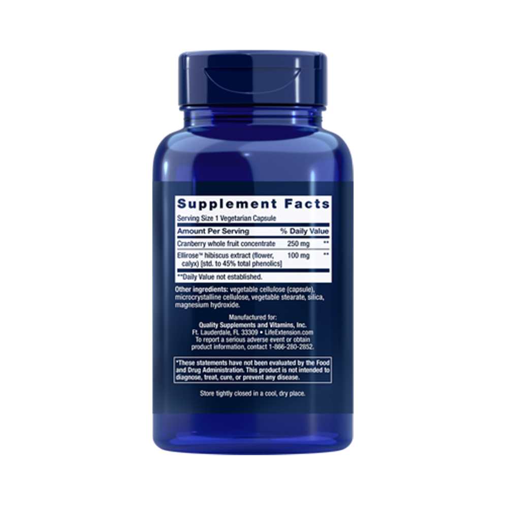 Life Extension Optimized Cran-Max® Cranberry Whole Fruit Concentrate with Ellirose™ 60 vegetarian capsule thumbnail 2