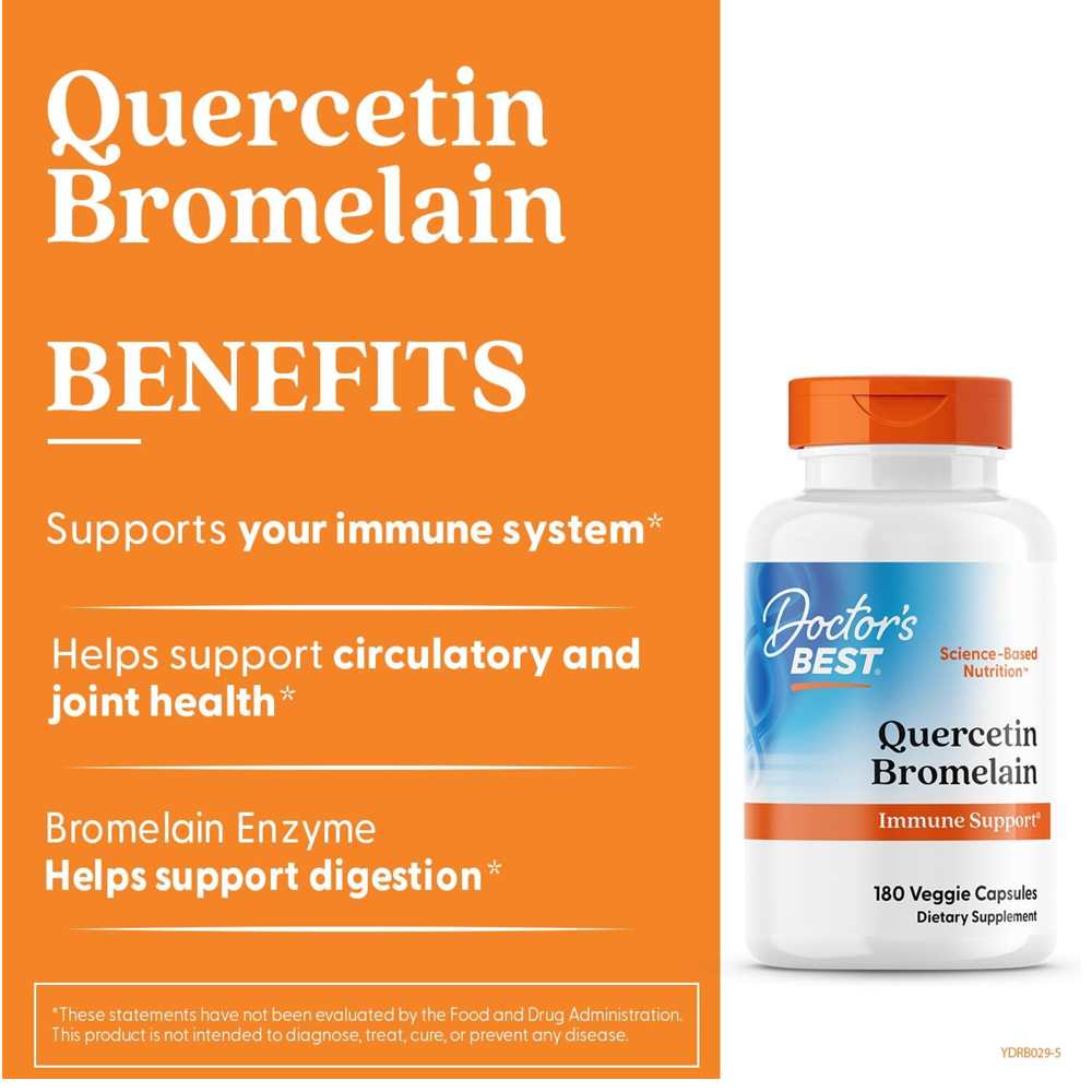Doctor's Best Quercetin Bromelain Veggie Caps 180 Count thumbnail 2