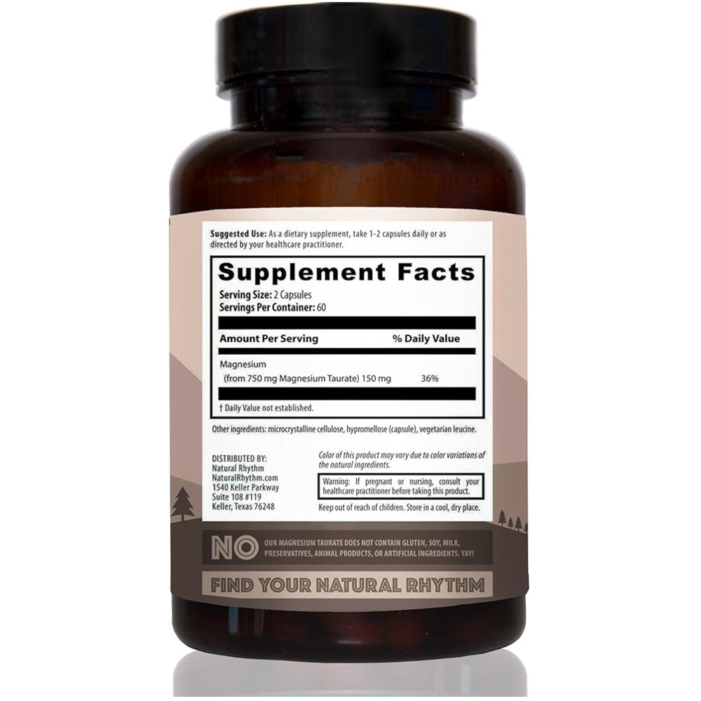Natural Rhythm Magnesium Taurate 750mg – 120 Capsules thumbnail 3