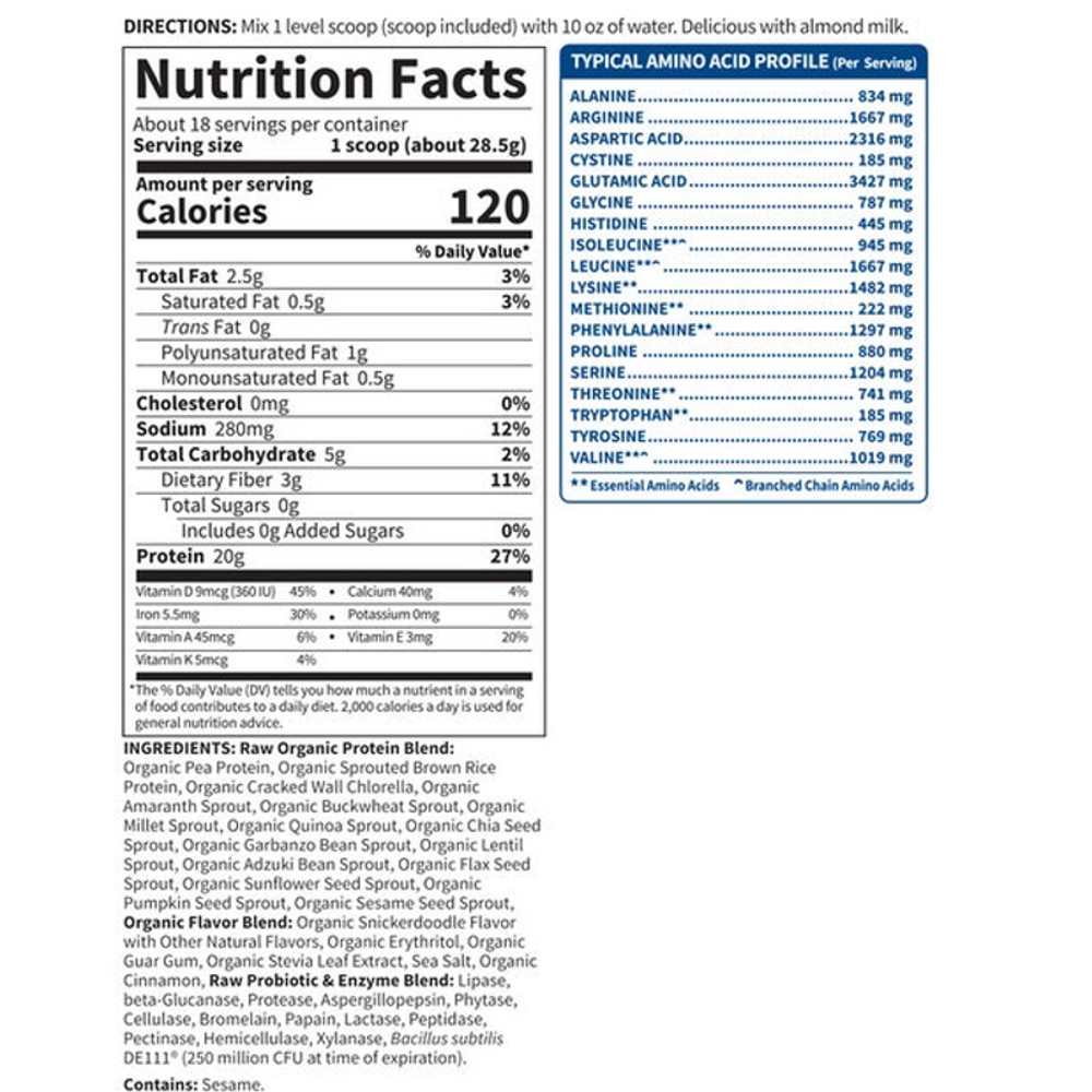 Garden of Life Organic Protein Snickerdoodle Cookie 513g thumbnail 2