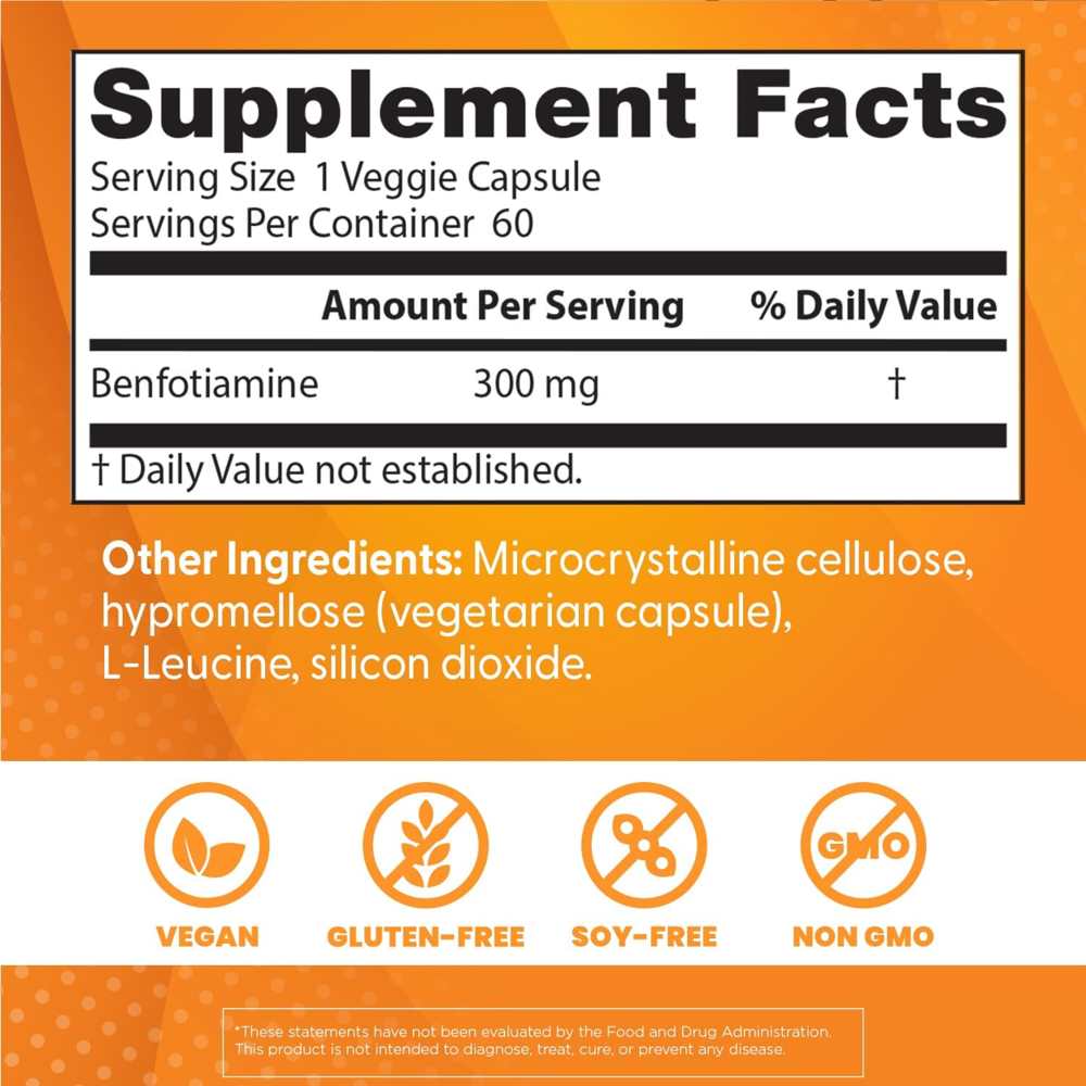 Doctor's Best Benfotiamine with Benfo Pure, 300 Mg, 60 Veggie Caps thumbnail 2