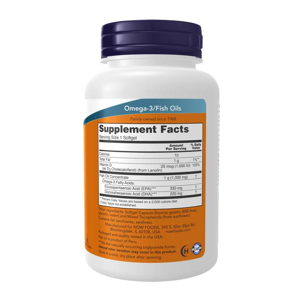 Now Foods Tri-3 D Omega Fish Oil – 330 Epa / 220 Dha + Vitamin D3 – 90 Softgels thumbnail 2