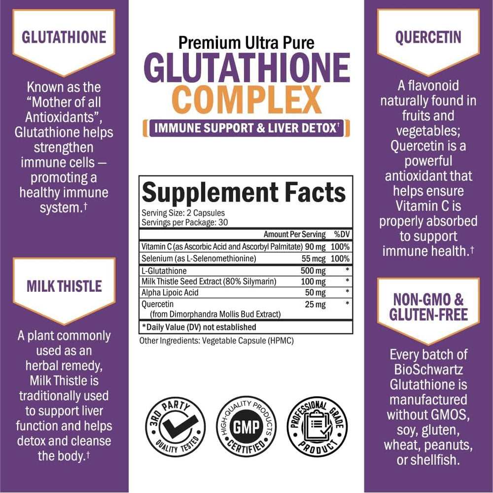 Bio Schwartz Glutathione Complex – 60 Capsules thumbnail 2